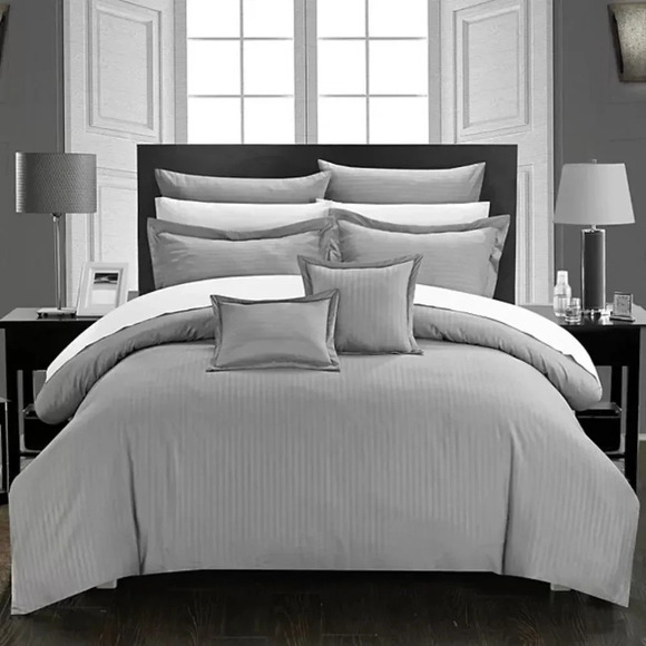 NEW Chic Home Khaya 7 Piece Jacquard Comforter Set - Twin - Picture 1 of 7